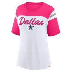Dallas Cowboys Women's Cheer Chant Fashion Crop Top - White/Pink Tops