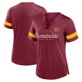 Washington Commanders Women's Play Script Lace-Up T-Shirt - Burgundy T-shirts