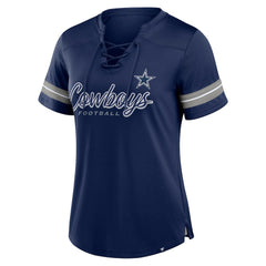 Dallas Cowboys Women's Play Script Lace-Up T-Shirt - Navy T-shirts