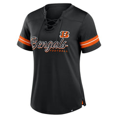 Cincinnati Bengals Women's Play Script Lace-Up T-Shirt - Black T-shirts