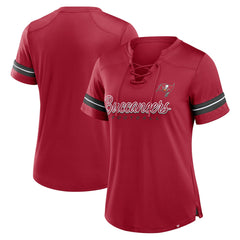 Tampa Bay Buccaneers Women's Play Script Lace-Up T-Shirt - Red T-shirts