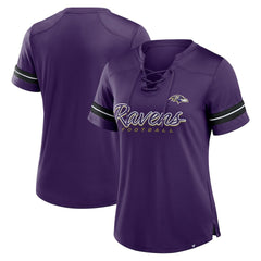 Baltimore Ravens Women's Play Script Lace-Up T-Shirt - Purple T-shirts