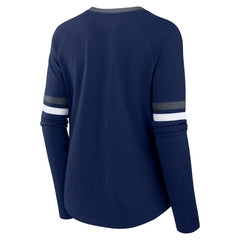 Dallas Cowboys Women's Won and Done Lace-Up Long Sleeve Fashion Top - Navy Tops