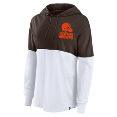 Cleveland Browns Women's Backup Option Long Sleeve Hoodie T-Shirt - Brown/White Hoodies
