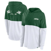 New York Jets Women's Backup Option Long Sleeve Hoodie T-Shirt - Green/White Hoodies