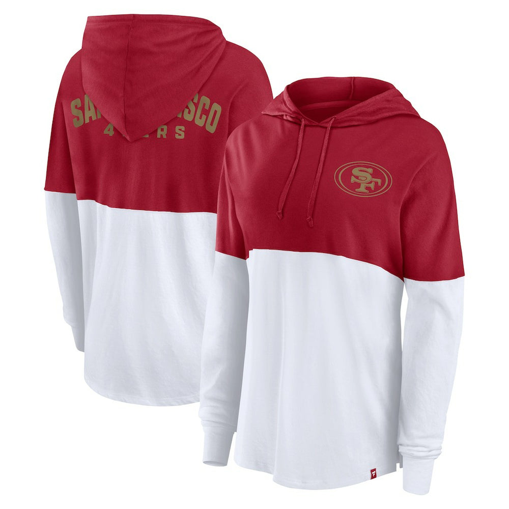 San Francisco 49ers Women's Backup Option Long Sleeve Hoodie T-Shirt - Scarlet/White Hoodies