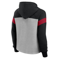 Atlanta Falcons Women's Bold Play Call Pullover Hoodie - Heather Gray/Black Hoodies