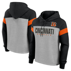 Cincinnati Bengals Women's Bold Play Call Pullover Hoodie - Heather Gray/Black Hoodies
