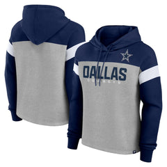 Dallas Cowboys Women's Bold Play Call Pullover Hoodie - Heather Gray/Navy Hoodies