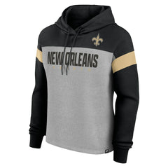 New Orleans Saints Women's Bold Play Call Pullover Hoodie - Heather Gray/Black Hoodies