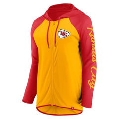 Kansas City Chiefs Women's Script Full-Zip Hoodie - Gold/Red Hoodies