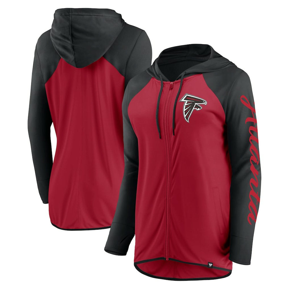 Atlanta Falcons Women's Script Full-Zip Hoodie - Red/Black Hoodies