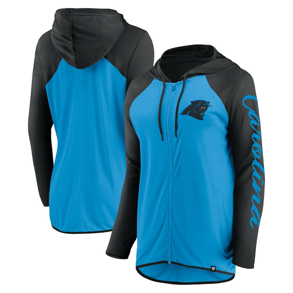 Carolina Panthers Women's Script Full-Zip Hoodie - Blue/Black Hoodies