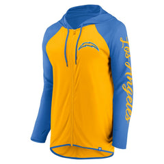 Los Angeles Chargers Women's Script Full-Zip Hoodie - Gold/Powder Blue Hoodies