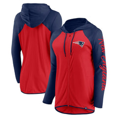 New England Patriots Women's Script Full-Zip Hoodie - Red/Navy Hoodies