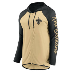 New Orleans Saints Women's Script Full-Zip Hoodie - Gold/Black Hoodies