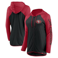 San Francisco 49ers Women's Script Full-Zip Hoodie - Black/Scarlet Hoodies