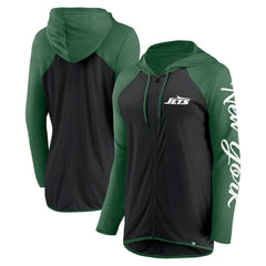 New York Jets Women's Script Full-Zip Hoodie - Black/Green Hoodies