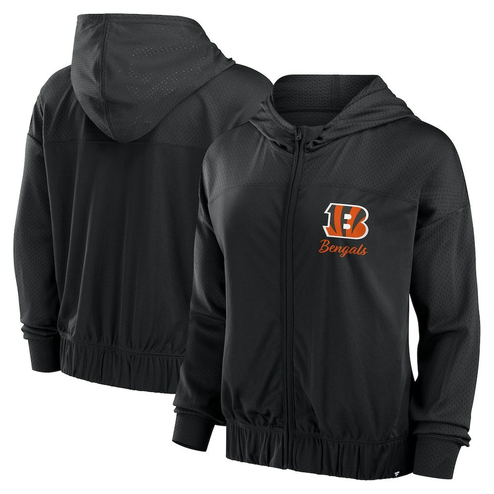 Cincinnati Bengals Women's Script Lock Full-Zip Hoodie - Black Hoodies