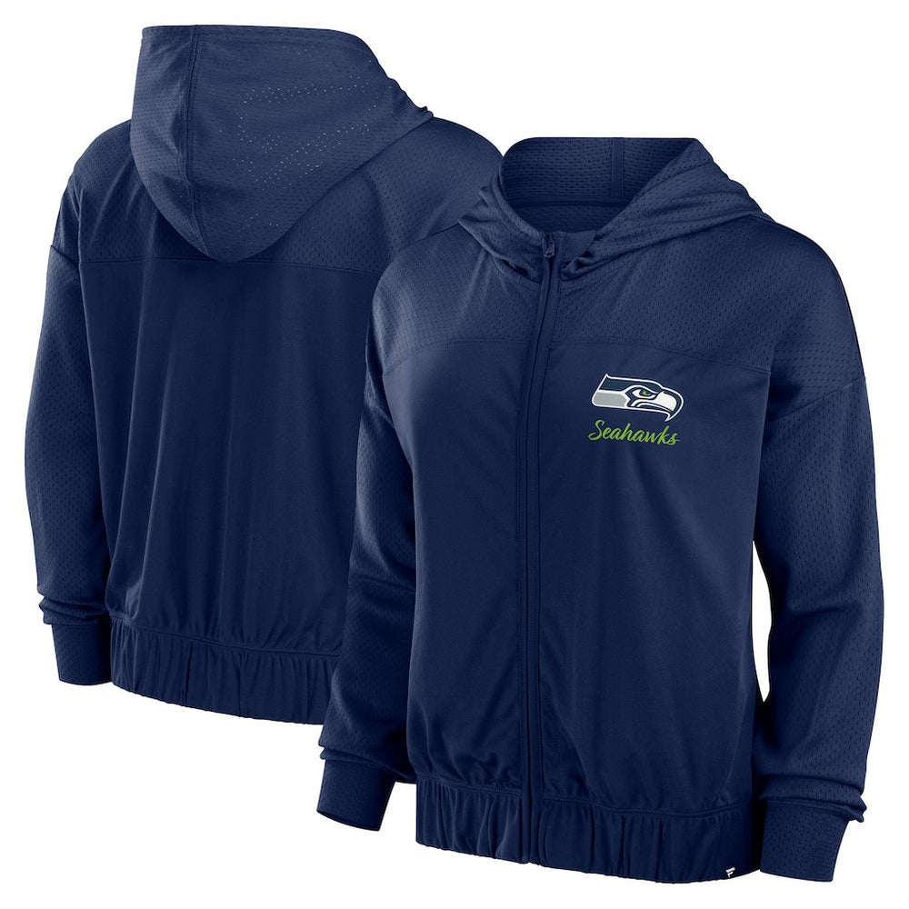 Seattle Seahawks Women's Script Lock Full-Zip Hoodie - College Navy Hoodies