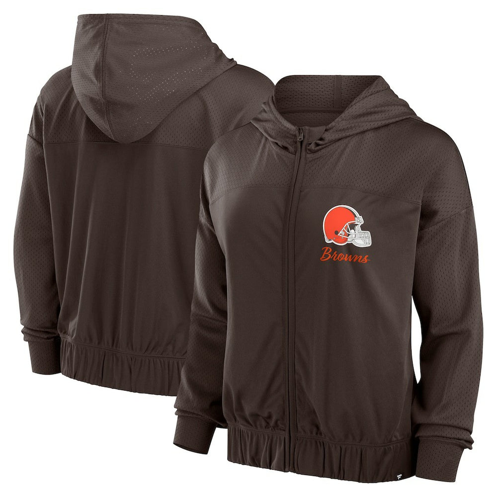 Cleveland Browns Women's Script Lock Full-Zip Hoodie - Brown Hoodies