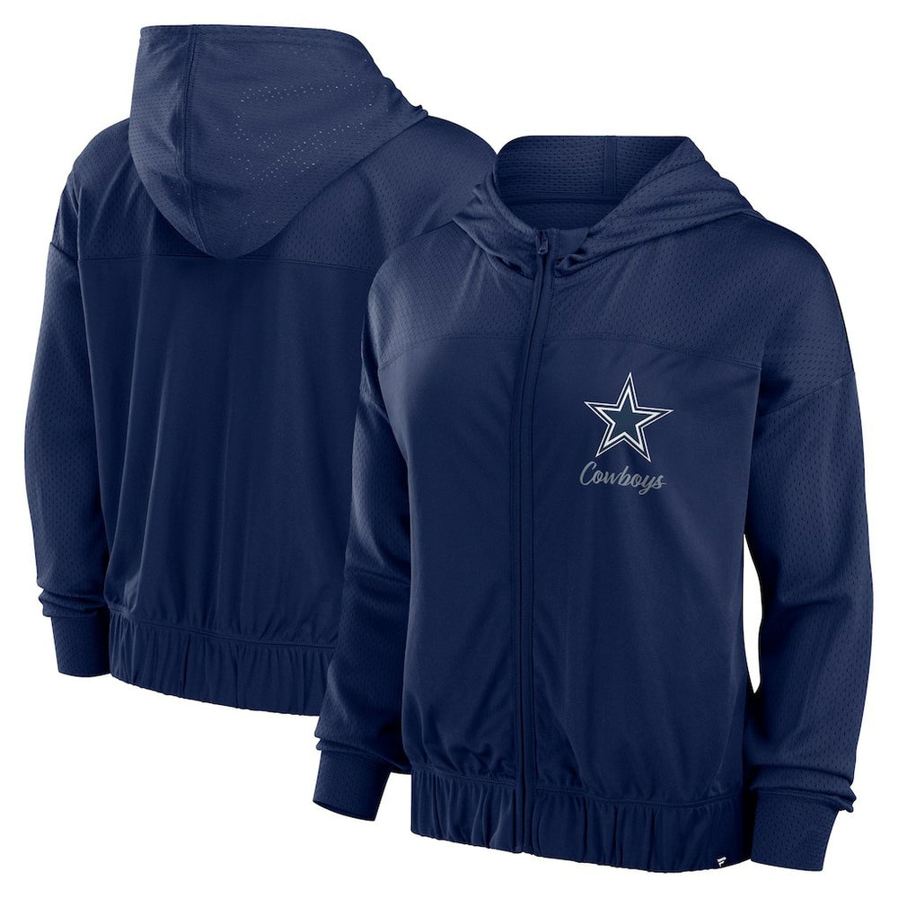 Dallas Cowboys Women's Script Lock Full-Zip Hoodie - Navy Hoodies