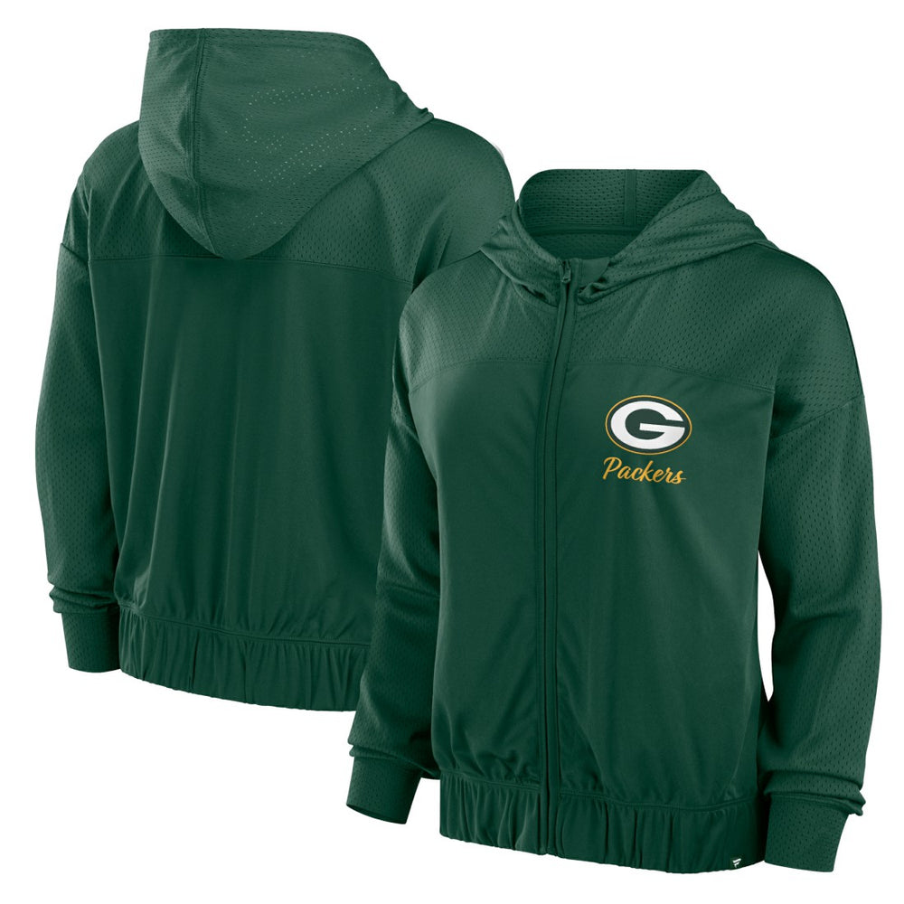 Green Bay Packers Women's Script Lock Full-Zip Hoodie - Green Hoodies