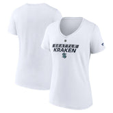 Seattle Kraken Fanatics Women's Authentic Pro Core Primary V-Neck T-Shirt - White | US 200864536