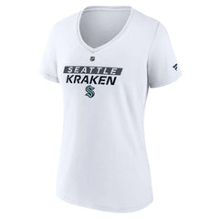 Seattle Kraken Fanatics Women's Authentic Pro Core Primary V-Neck T-Shirt - White | US 200864536