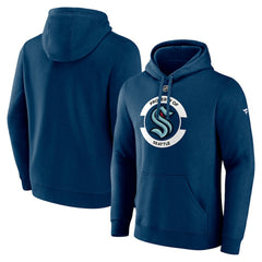 Seattle Kraken Fanatics Authentic Pro Core Secondary Fleece Pullover Hoodie - Deep Sea Blue | US 200864738