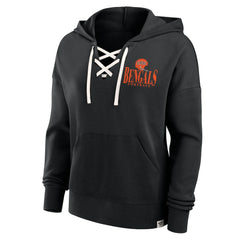 Cincinnati Bengals Women's Blitz Left Lace-Up Pullover Hoodie - Black Hoodies