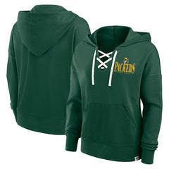 Green Bay Packers Women's Blitz Left Lace-Up Pullover Hoodie - Green Hoodies