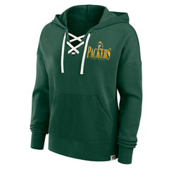 Green Bay Packers Women's Blitz Left Lace-Up Pullover Hoodie - Green Hoodies