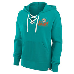 Miami Dolphins Women's Blitz Left Lace-Up Pullover Hoodie - Aqua Hoodies