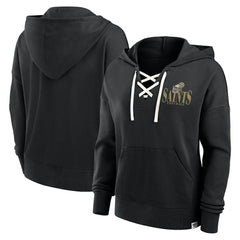 New Orleans Saints Women's Blitz Left Lace-Up Pullover Hoodie - Black Hoodies