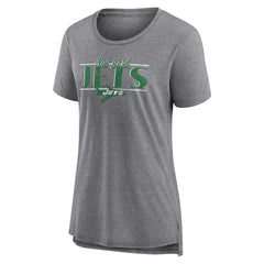 New York Jets Women's Up the Middle Tri-Blend T-Shirt - Heather Gray T-shirts