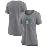 Miami Dolphins Women's Up the Middle Tri-Blend T-Shirt - Heather Gray T-shirts