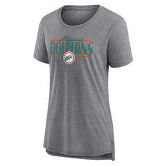 Miami Dolphins Women's Up the Middle Tri-Blend T-Shirt - Heather Gray T-shirts