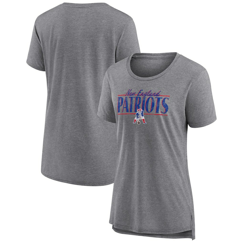 New England Patriots Women's Up the Middle Tri-Blend T-Shirt - Heather Gray T-shirts