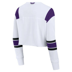 Minnesota Vikings Women's Stretch Cropped Fashion Long Sleeve T-Shirt - White T-shirts
