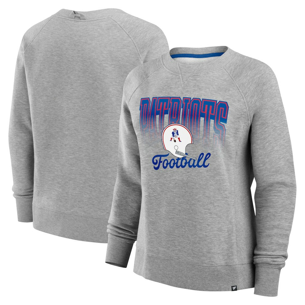 New England Patriots Women's Hit Hard Fleece Pullover Sweatshirt - Heather Gray Pullover