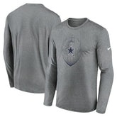 Dallas Cowboys Icon Legend Performance Long Sleeve T-Shirt - Heather Gray T-shirts