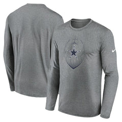 Dallas Cowboys Icon Legend Performance Long Sleeve T-Shirt - Heather Gray T-shirts