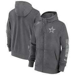 Dallas Cowboys Primetime Club Full-Zip Hoodie - Charcoal Hoodies