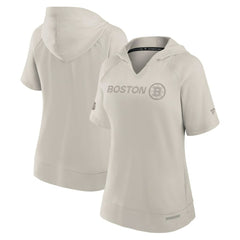 Boston Bruins Fanatics Women's Authentic Pro Road Fashion V-Neck Hoodie T-Shirt - Cream | US 200871411