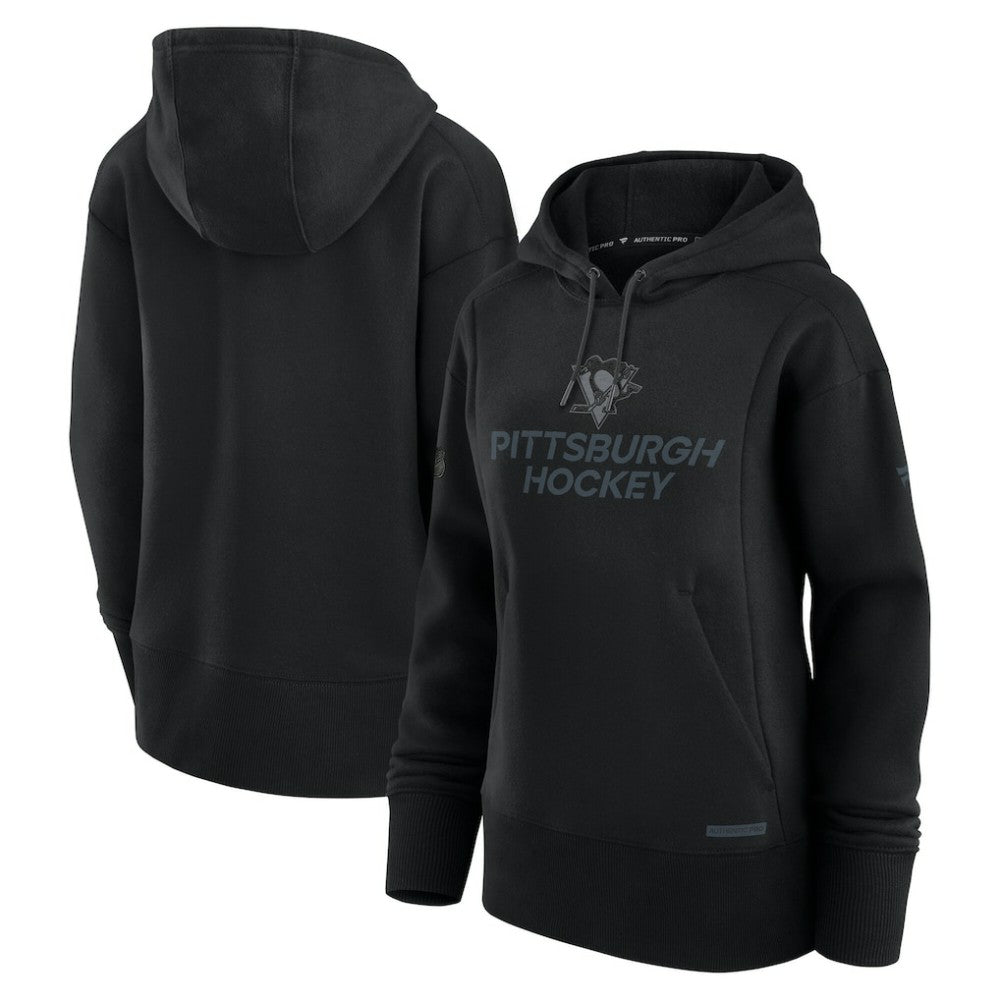 Pittsburgh Penguins Fanatics Women's Authentic Pro Road Pullover Hoodie - Black | US 200871433