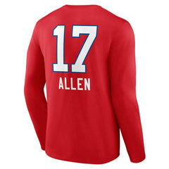 Josh Allen Buffalo Bills Team Wordmark Player Name & Number Long Sleeve T-Shirt - Red T-shirts