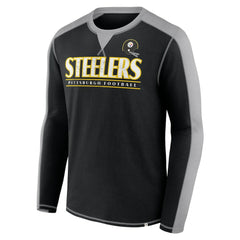 Pittsburgh Steelers Behind the Line Long Sleeve T-Shirt - Black/Gray T-shirts