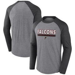Atlanta Falcons Tri-Blend Raglan Long Sleeve T-Shirt - Heather Gray/Charcoal T-shirts