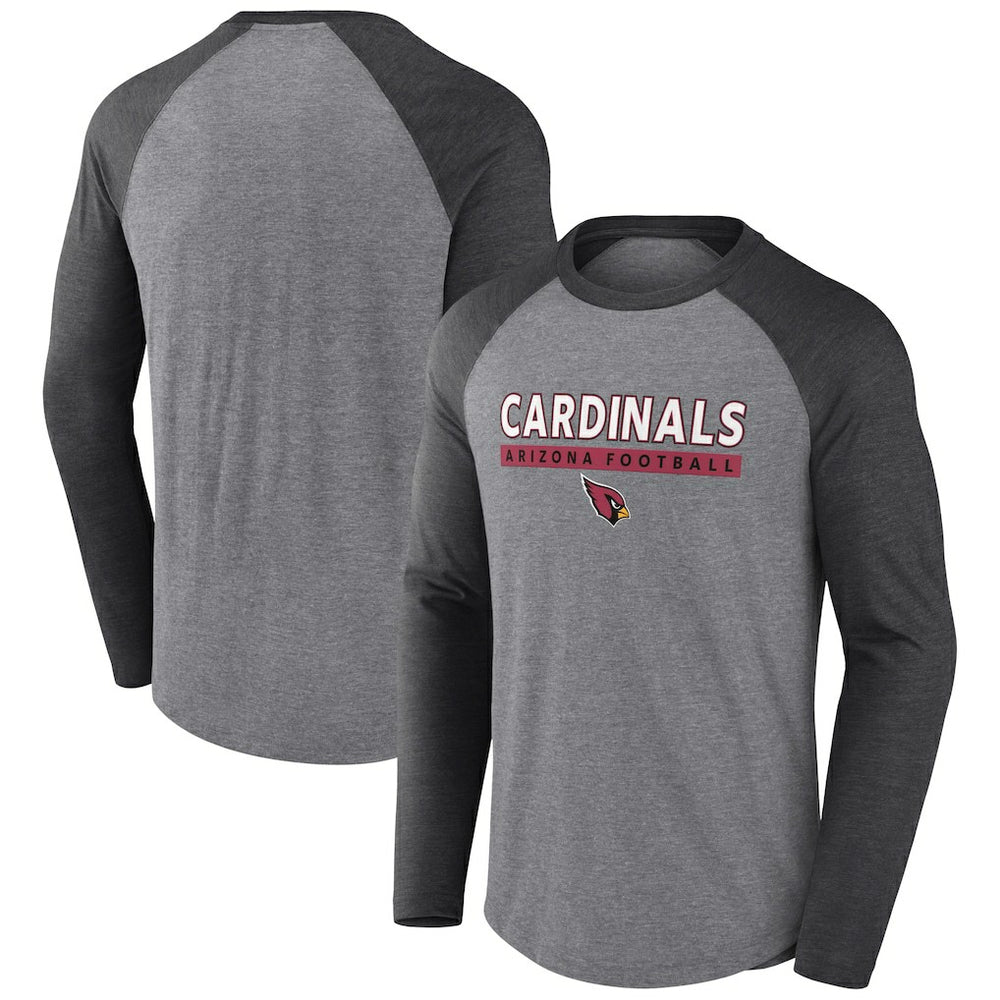Arizona Cardinals Tri-Blend Raglan Long Sleeve T-Shirt - Heather Gray/Charcoal T-shirts